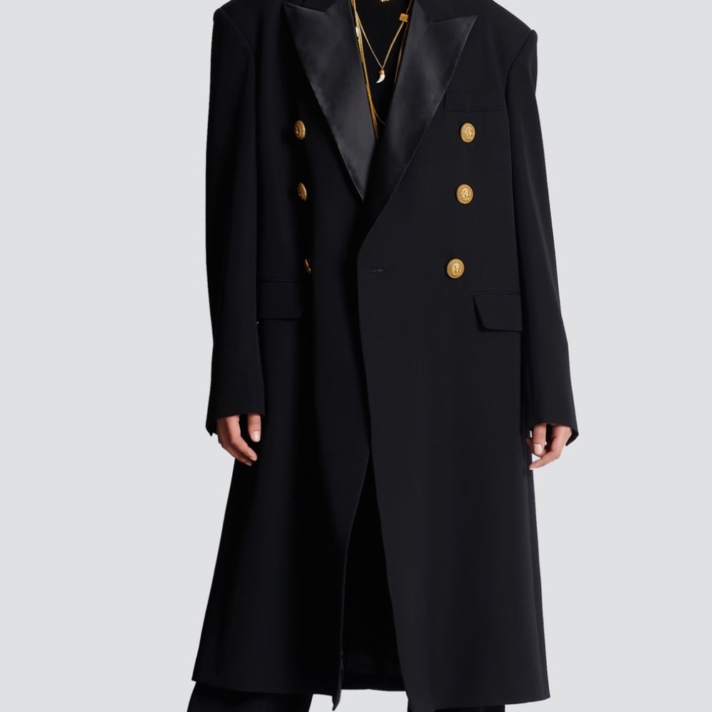 Balmain Long military-style coat $2,850.00 size xl